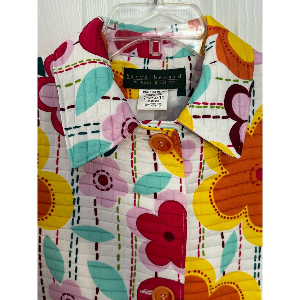 NWT Y2K Harvé Benard Floral Raincoat Size 14 – Retro Mod Flower Print vintage - Picture 4 of 16